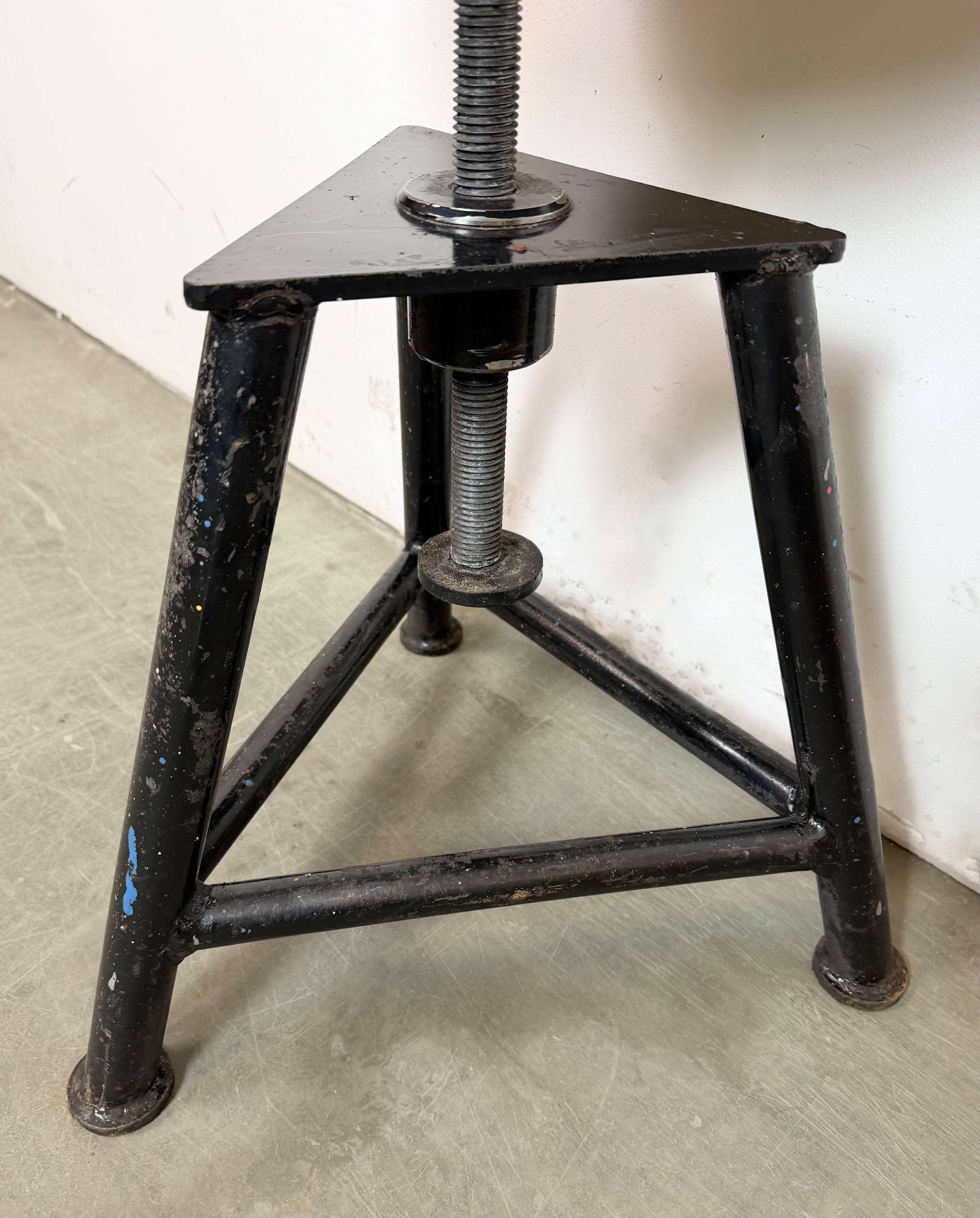 Black Industrial Workshop Swivel Stool, 1960s