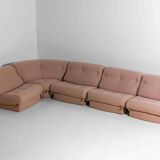 Nuvolone modular sofa in pink fabric by Rino Maturi, 1970s, 5 modules