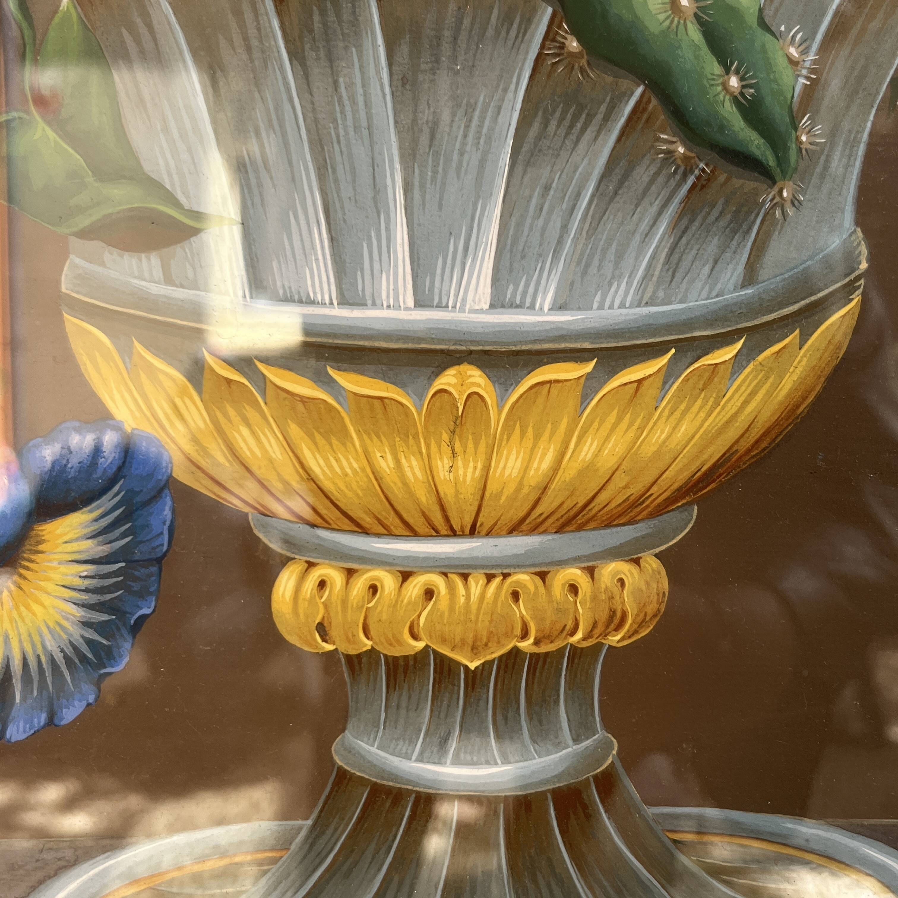 “Bouquet of flowers” still life painting in Neo Classical style, gouache on paper, ca 1830