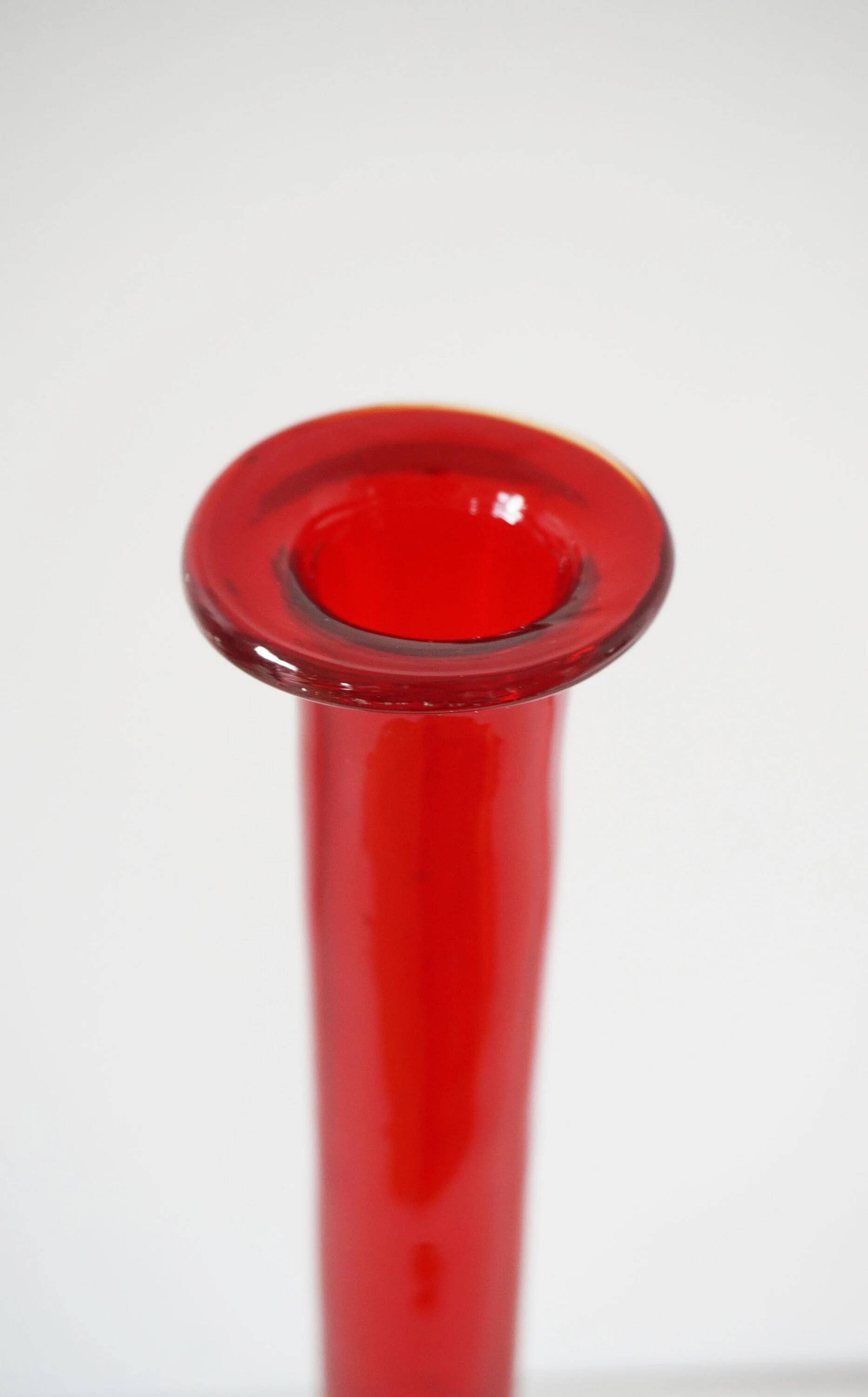 Italian blown glass bottle red EMPOLI