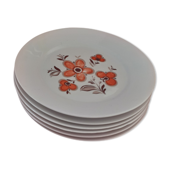 6 flat plates in Bavaria Schumann Arzberg porcelain.