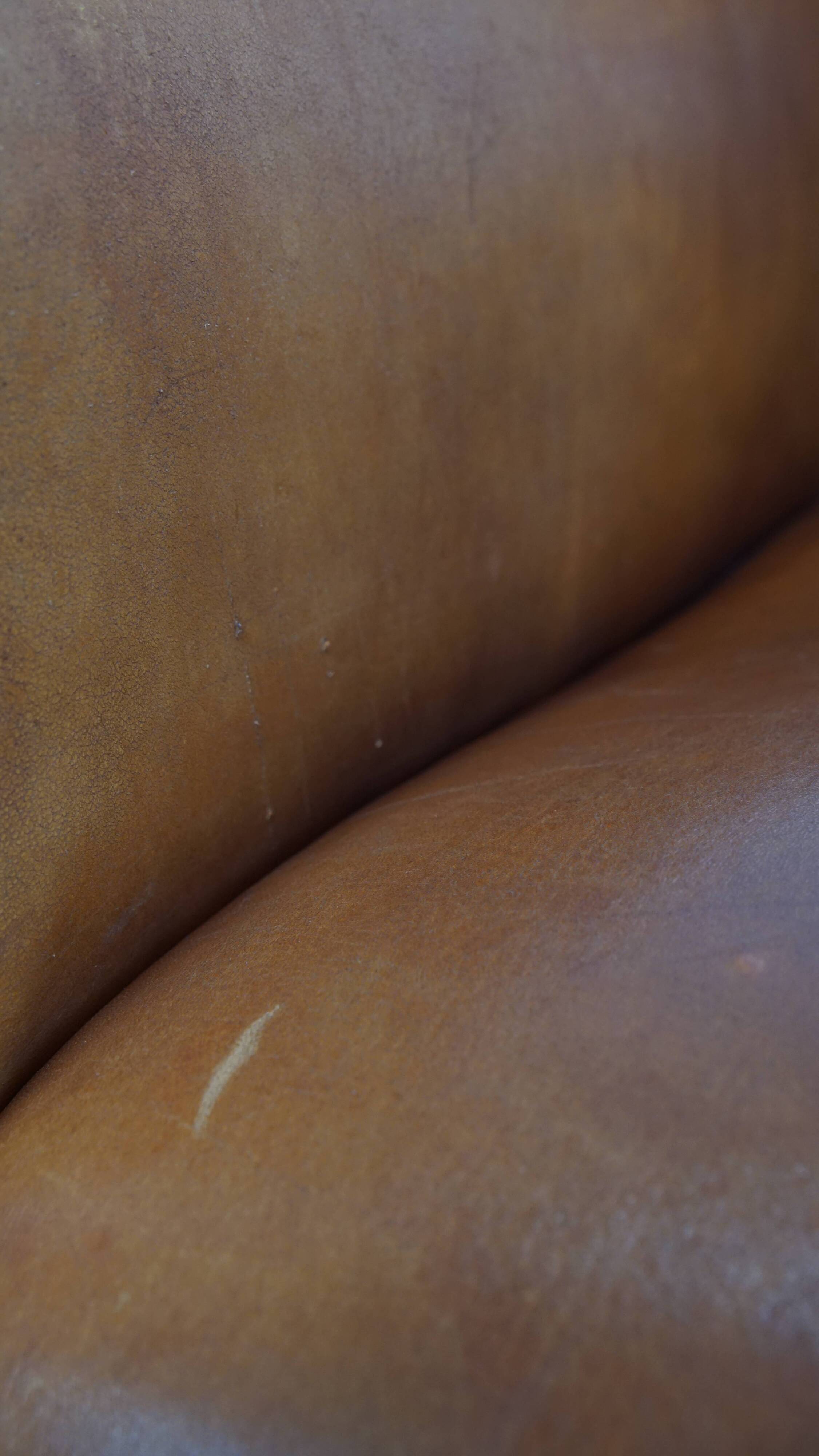 Sheepskin Leather Armchair and Dark Brown Piping