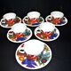 Lot 6 colorful bird cups acapulco by villeroy-boch vintage 1960-1970