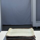 Trio of small rectangular serving dishes white and black Indonesian ceramic 21x16
