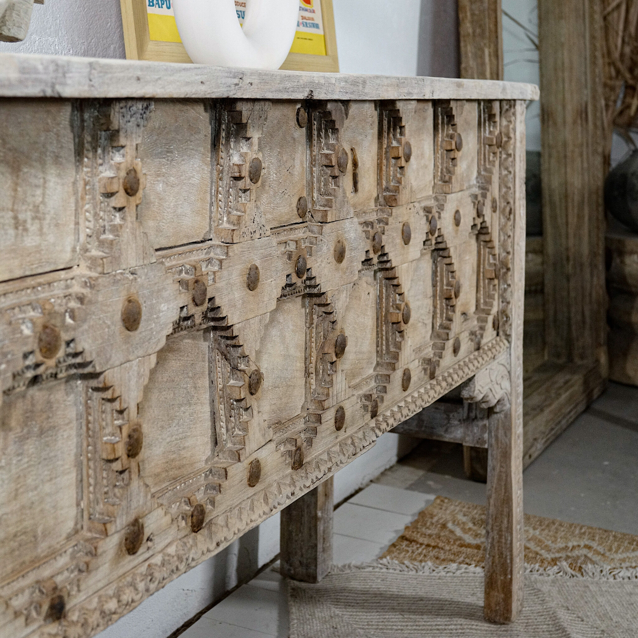 Carved wooden console