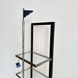 Italian Postmodern Chrome, Black Wood and Glass Shelf by Ponti Terenghi, 1980s