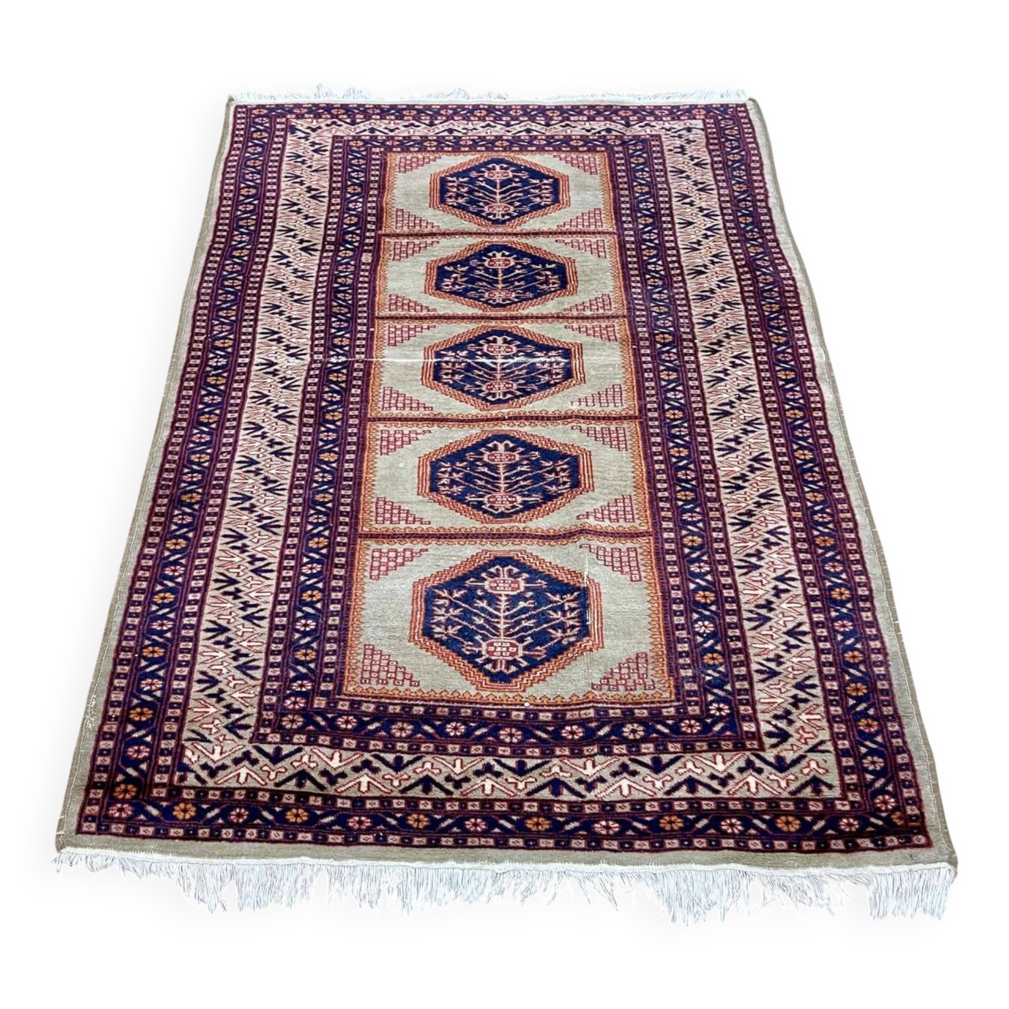 Tapis pakistanais en laine fait main - 1m46 x 94cm