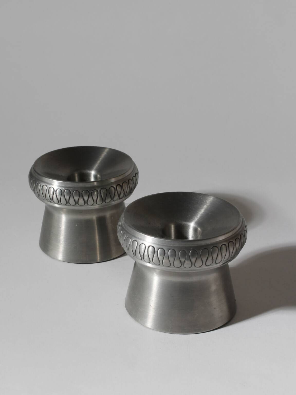 Pewter Candle Holders Set From Haugrud Norway, 1950s