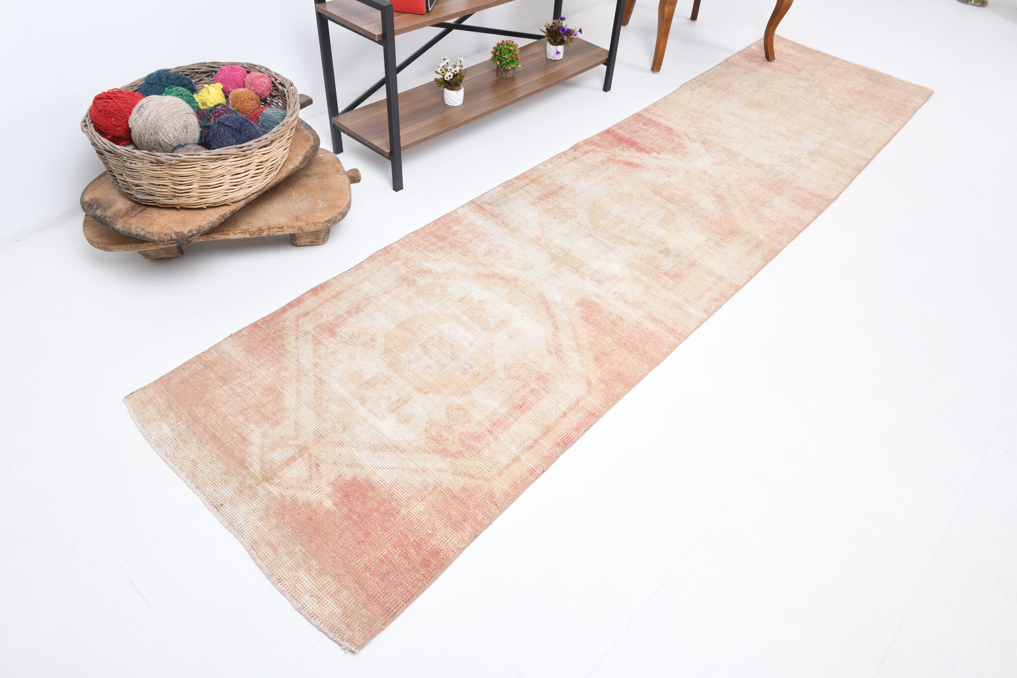 3x11 faded color turkish runner rug 340x86cm
