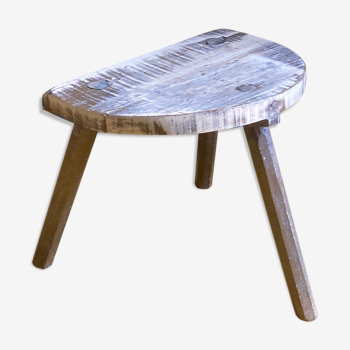 Tripod stool of aged patina milking