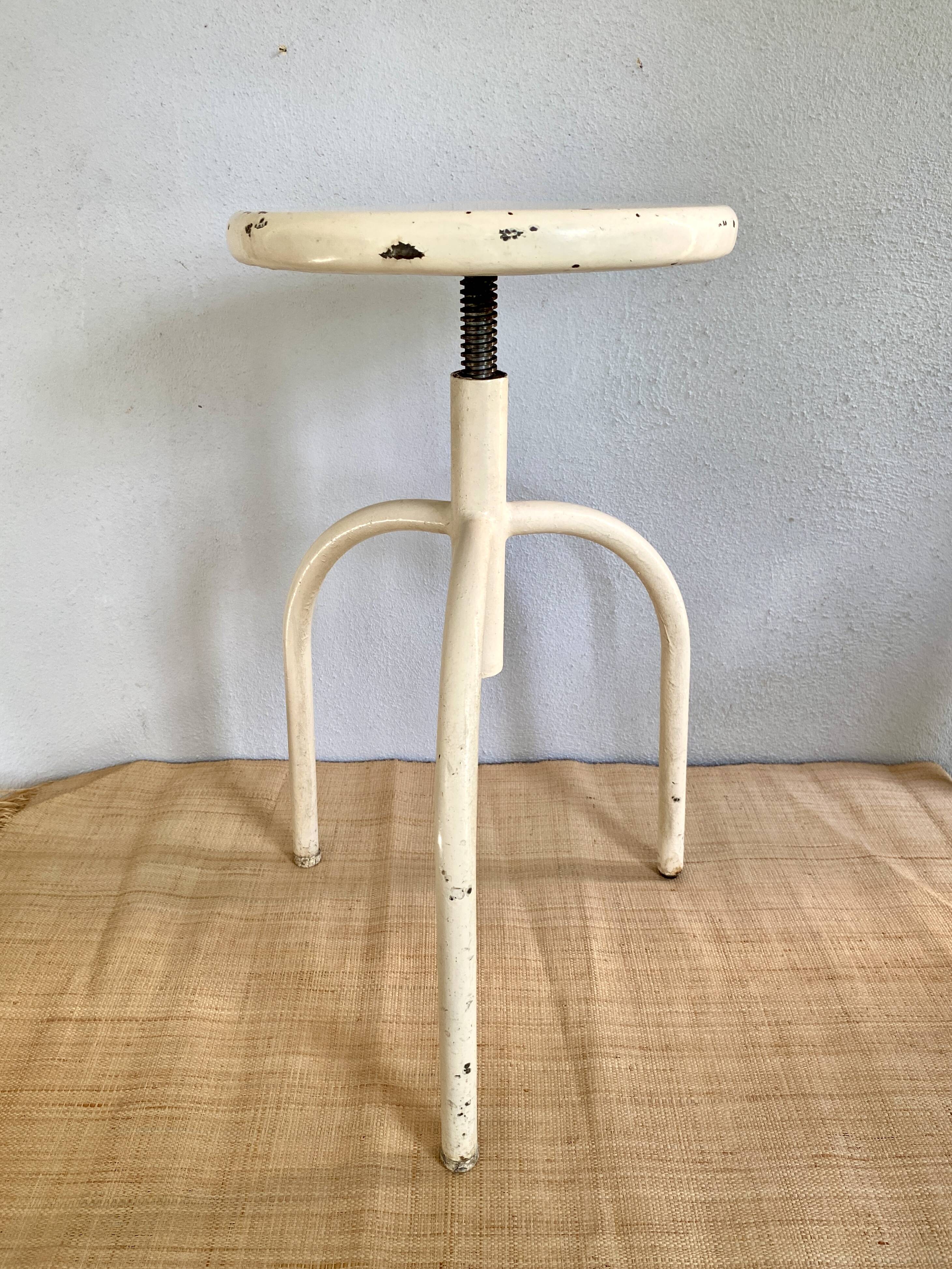 Adjustable metal pharmacy stool