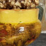 Old provencal pot cover in glazed terracotta