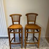 2 tabourets hauts en teck massif