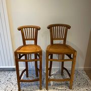 2 tabourets hauts en teck massif