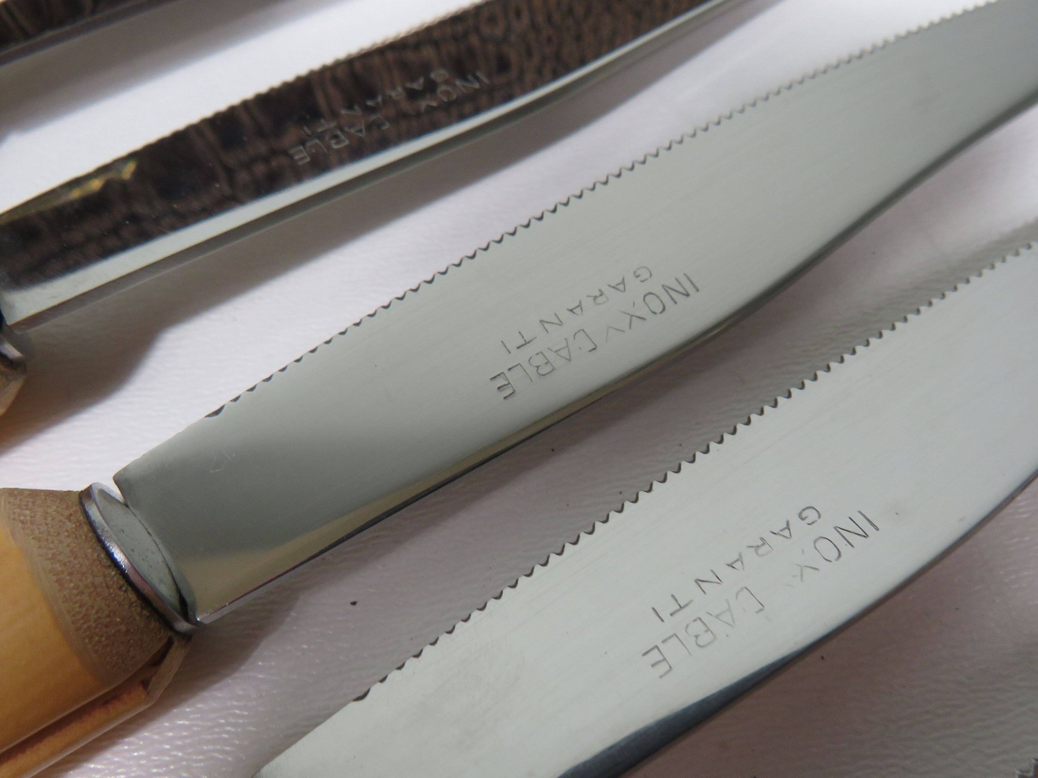 Cheese cutlery set of 6 pieces, bamboo and stainless steel, Italy 1960s