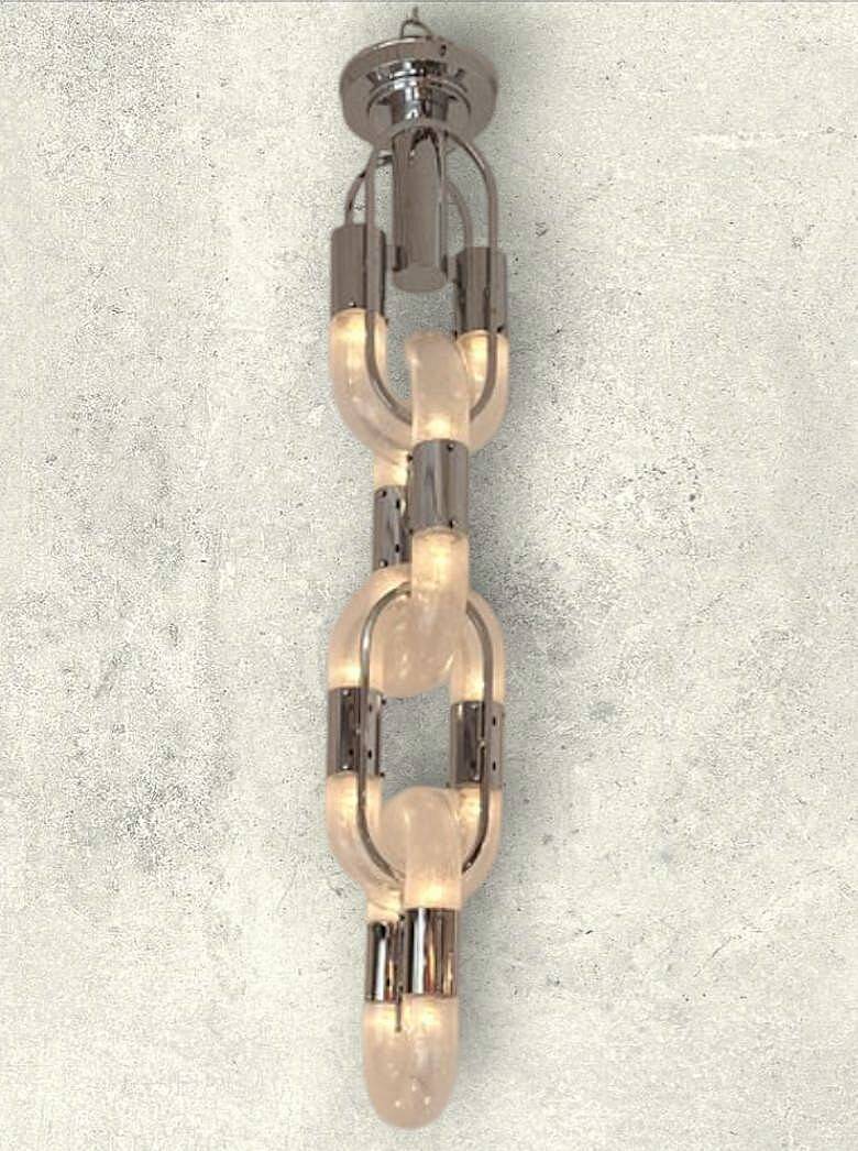 Chandelier Chain Murano Glass Metal by Aldo Nason for Mazzega