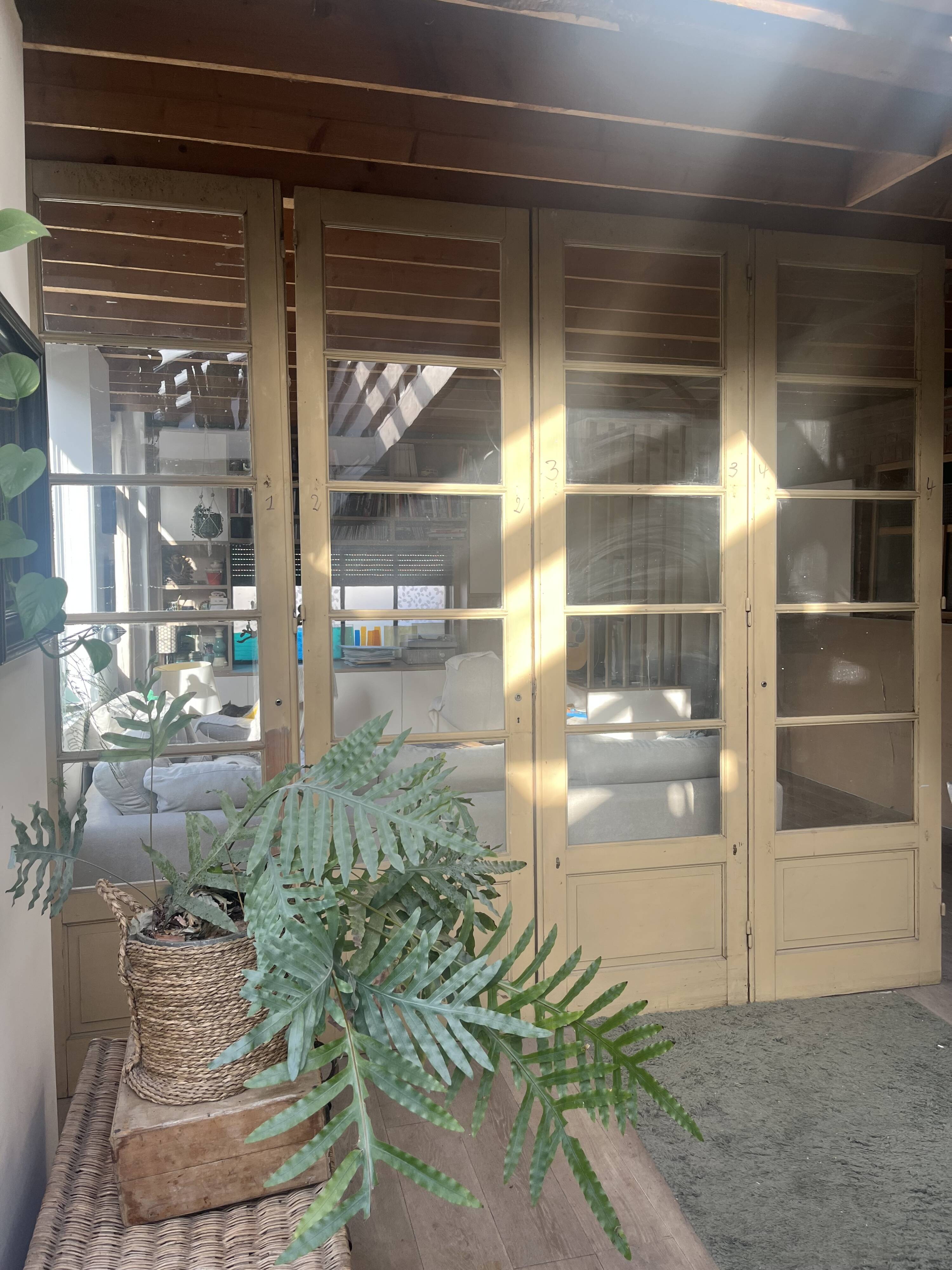 set of four large glass partition doors