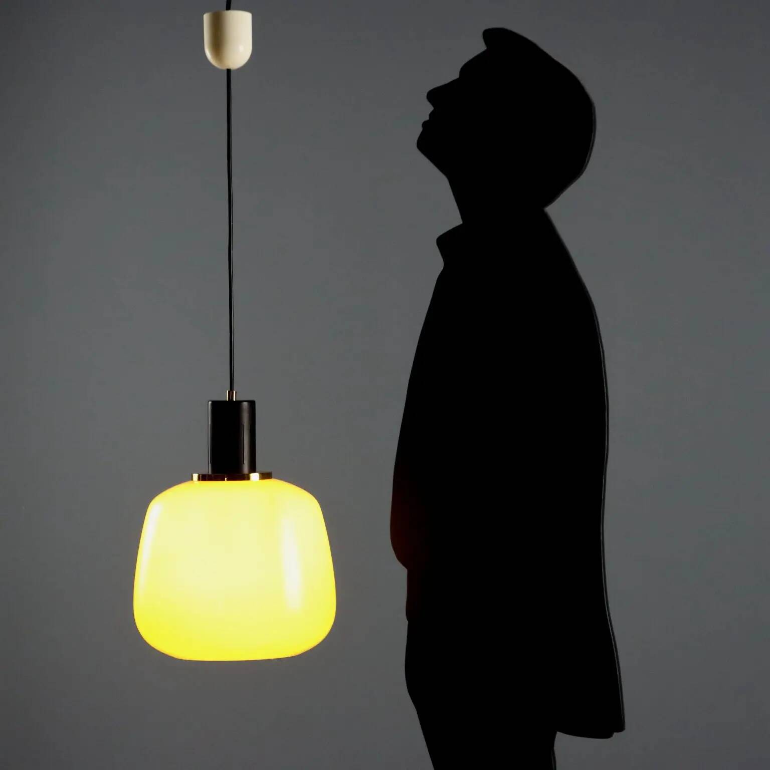 Vintage metal and glass pendant light design Italy 1960s