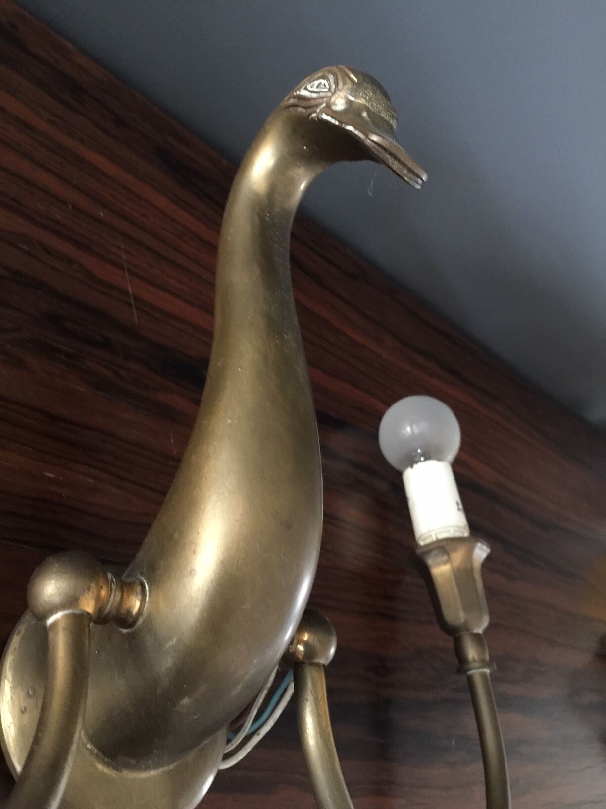 Pair d swans solid brass wall light