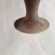 Green pot-bellied ceramic vase with foot and high, narrow neck in signed raku