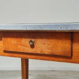 Table de ferme en bois plateau vert moucheté