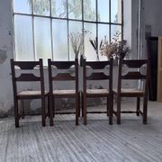 Set 4 chaises rustiques chêne De puydt, Belgique 1970