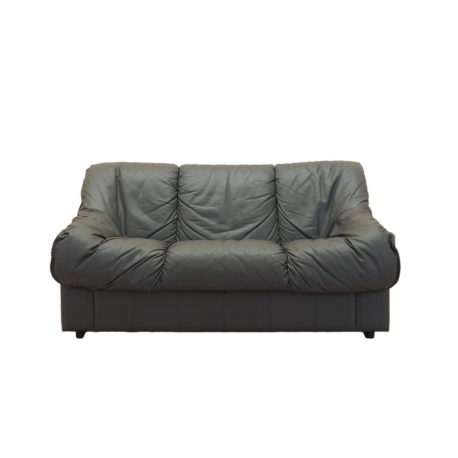 Italian leather sofa, two-seater, 1970s design