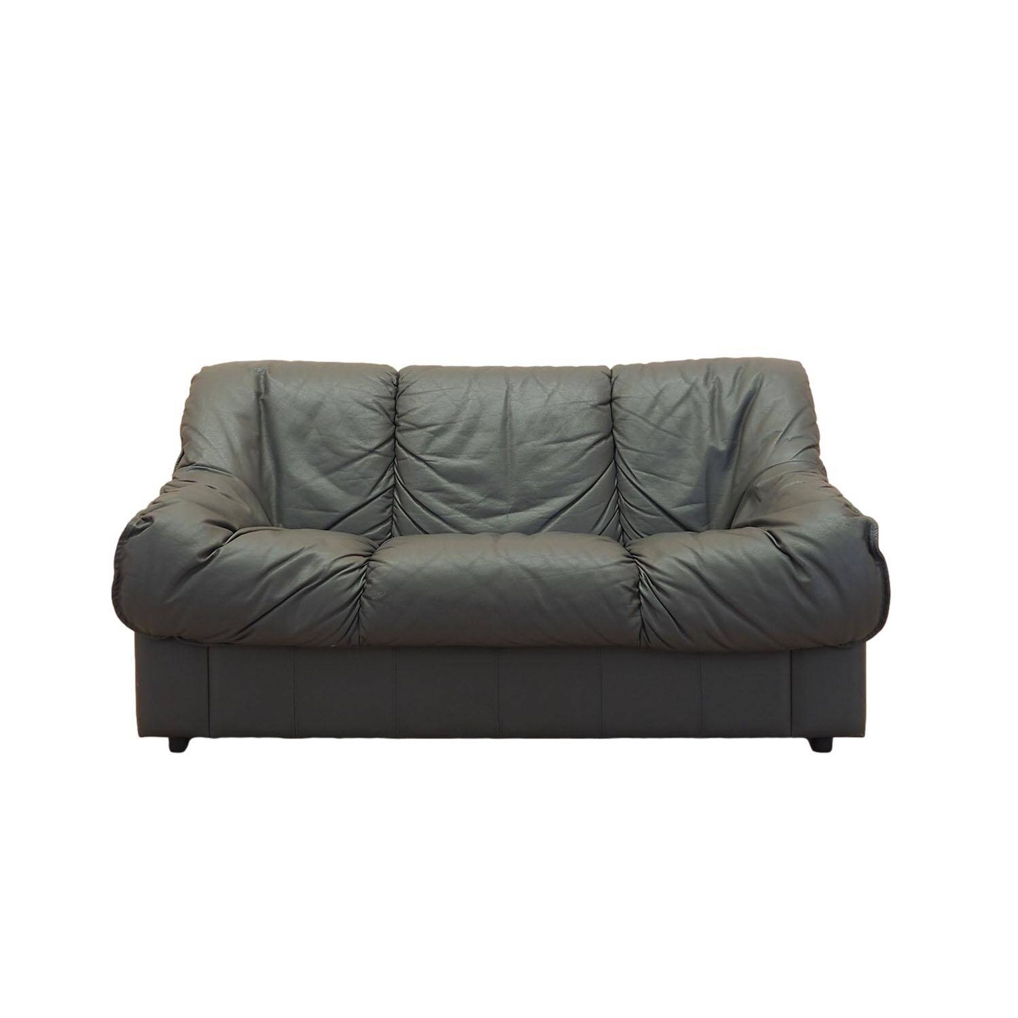 Italian leather sofa, two-seater, 1970s design