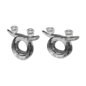 Pair of Art Deco Cristallerie de Vannes candlesticks