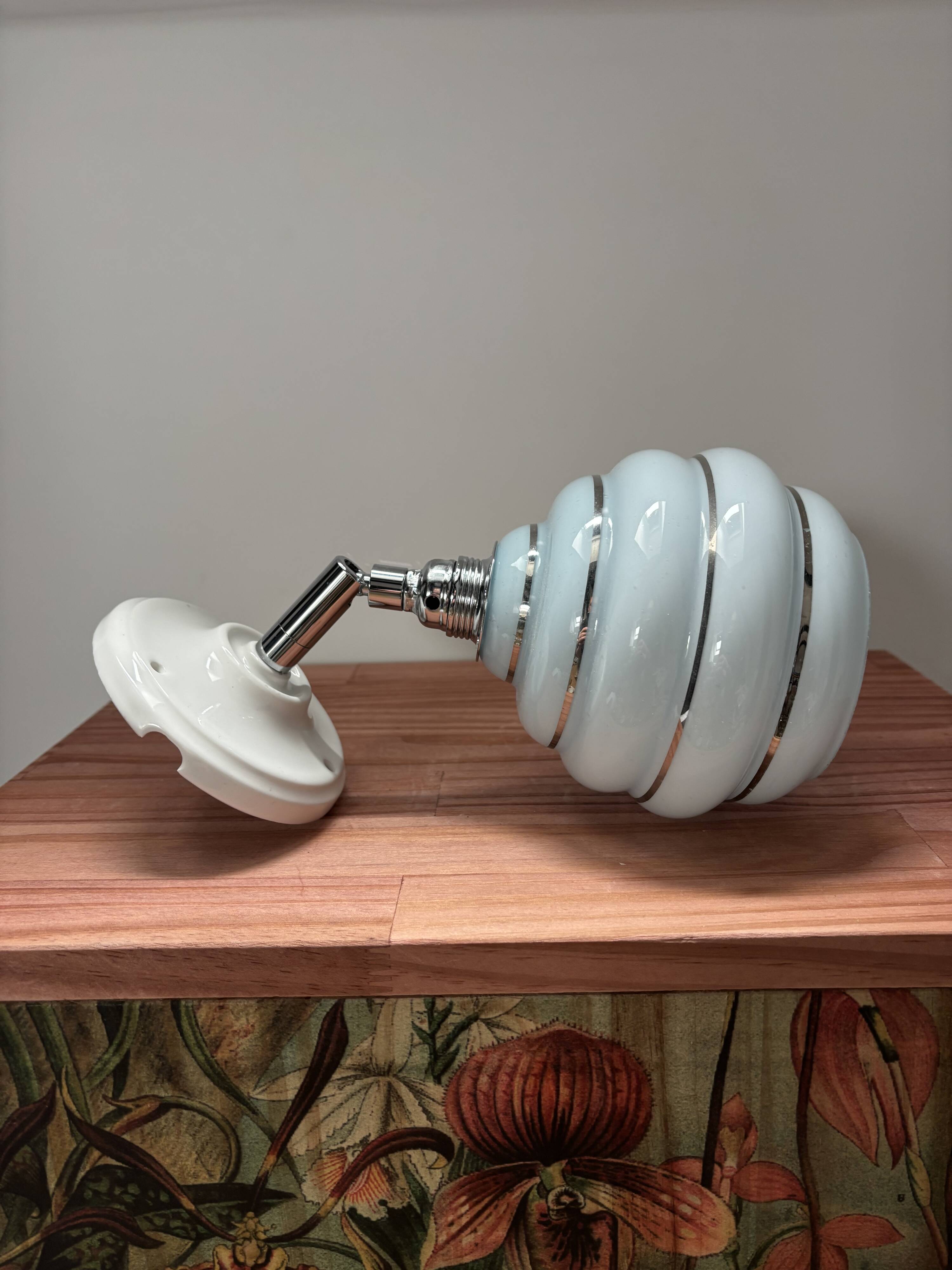 Blue and silver wall light