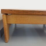 Vintage square coffee table in solid oak wood from the 60s 70s