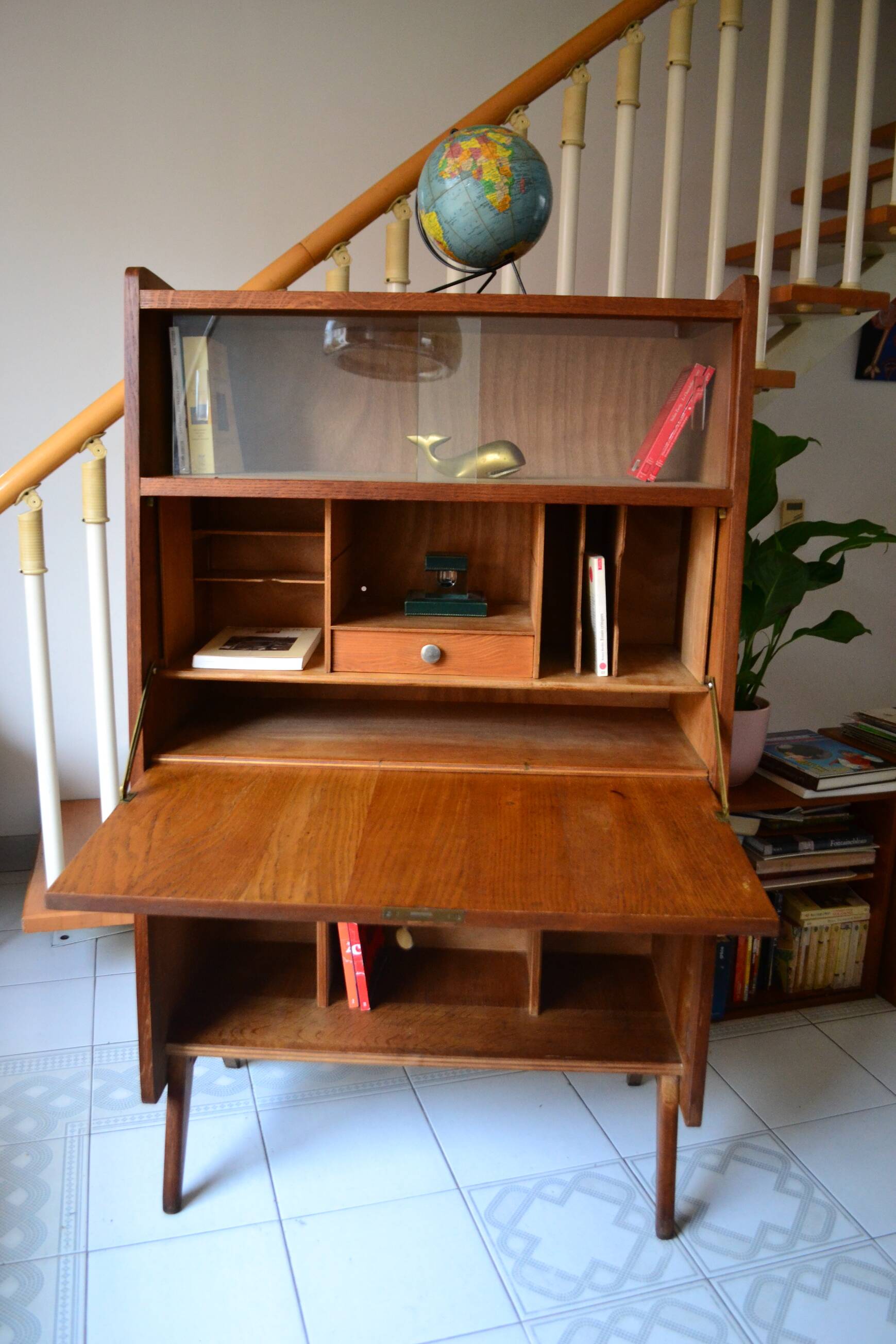 Secrétaire en chêne, années 50-60