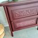 Bahut ancien fleurs art déco rose grenat
