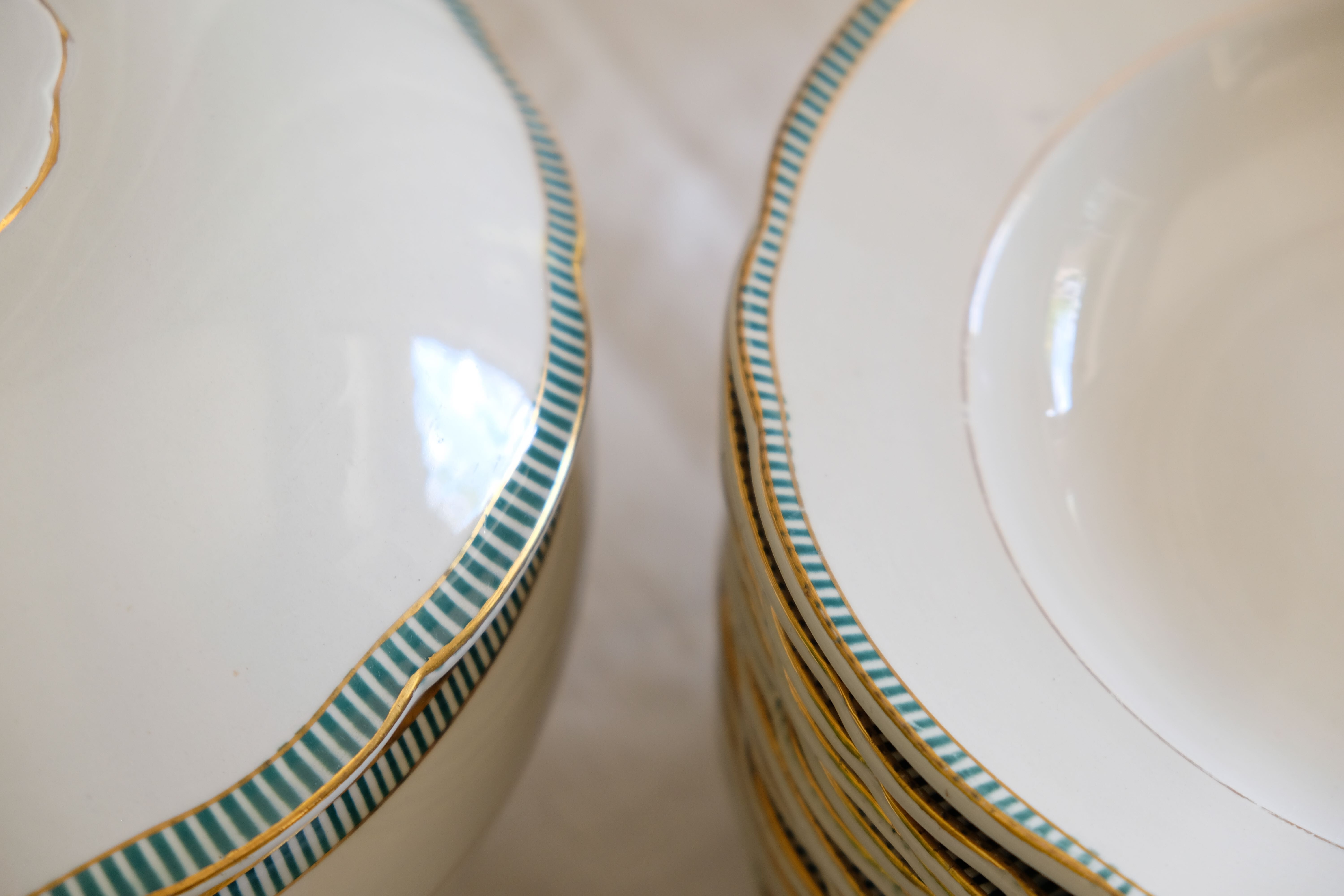 Set of 12 porcelain soup plates collection ''Juan'' Sarreguemine Digoin 1950