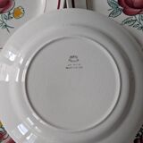 5 Flat plates with Gien rose decoration