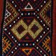Navy Blue Orange Square Antique Kilim Rug, 128x128Cm