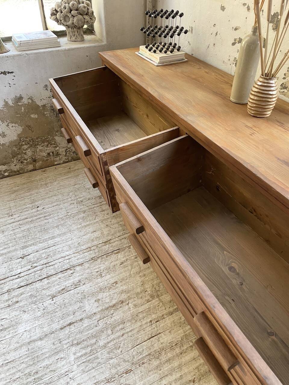 50s pitch pine haberdashery cabinet