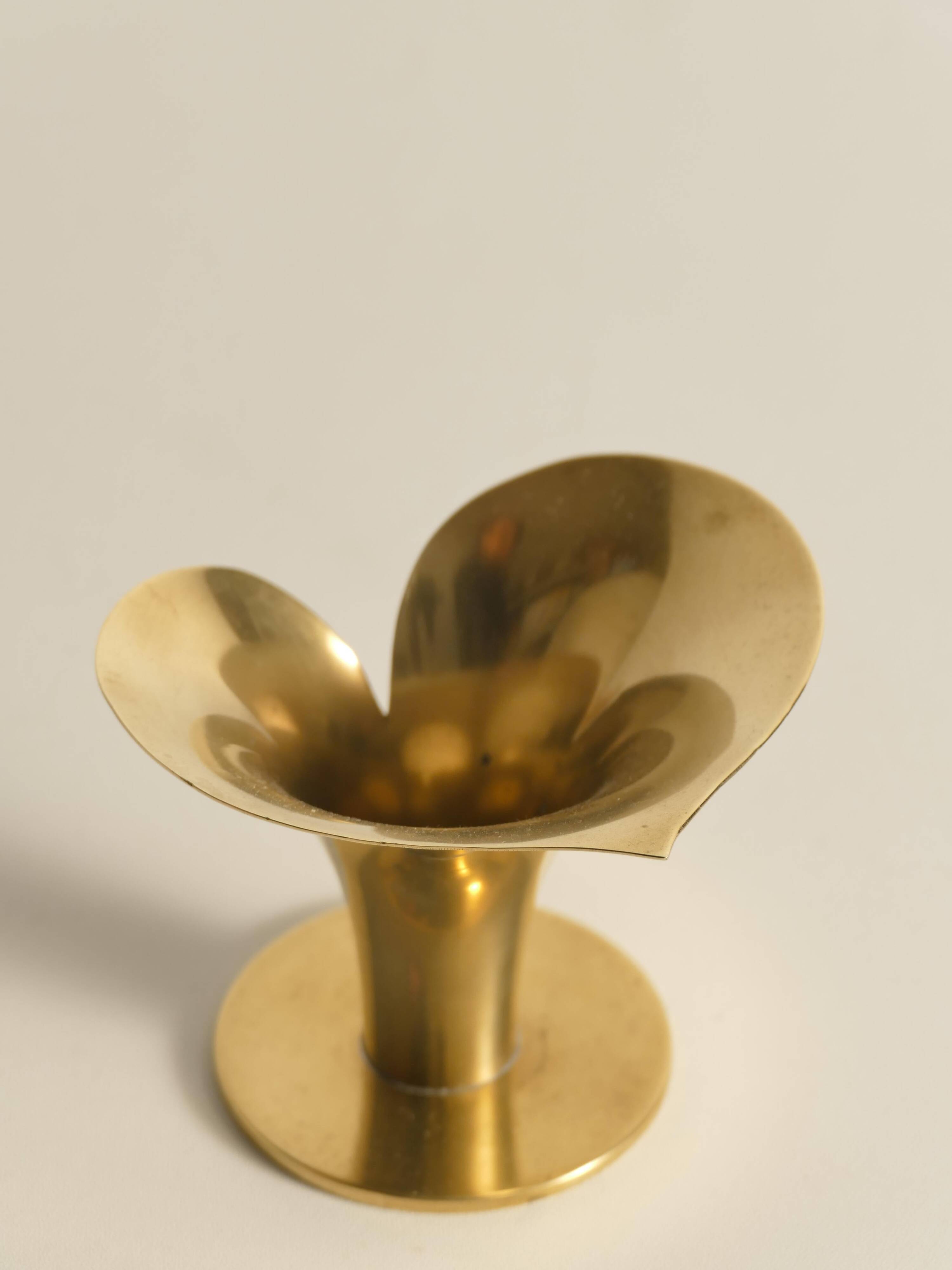 Art Deco Brass Calla Lily Candle Holder by Carl-Einar Borgström for Ystad-Metall
