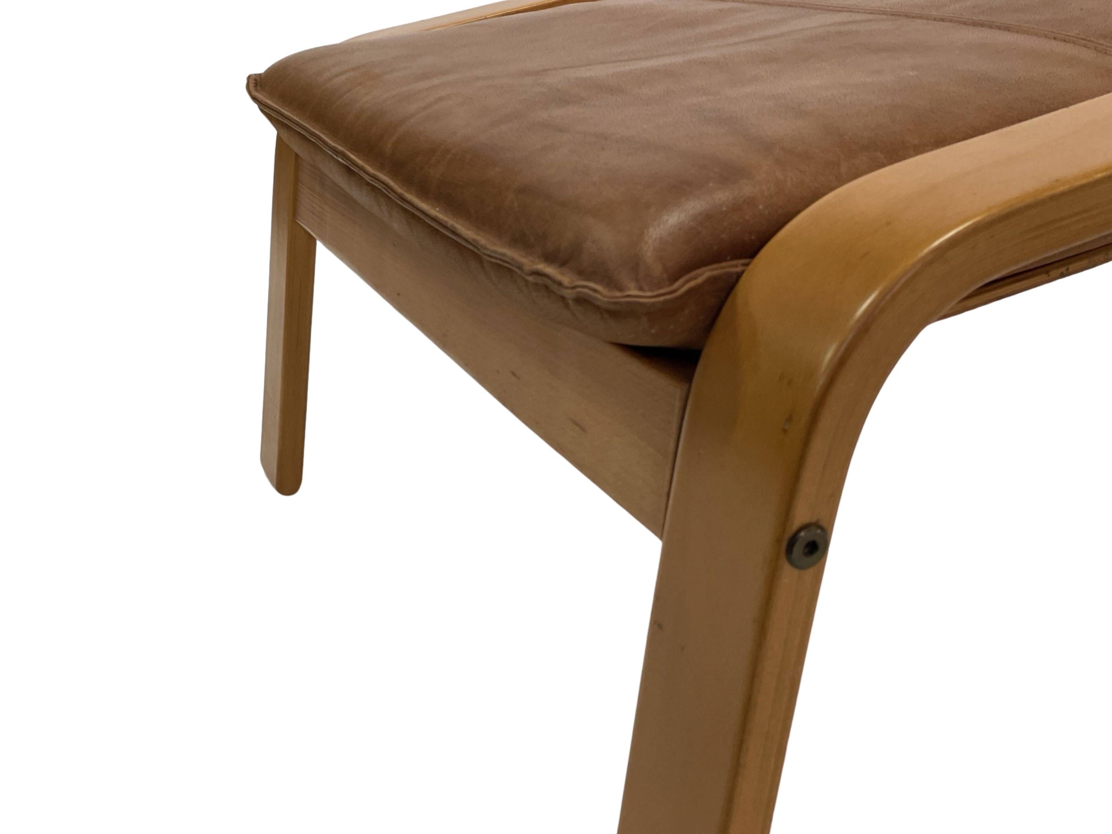 Vintage IKEA Poang Tan Leather Cantilever  Footstool Ottoman Design
