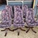 6 velvet and wood chairs from the 70s