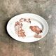 Longwy oval dish in white and brown iron earth