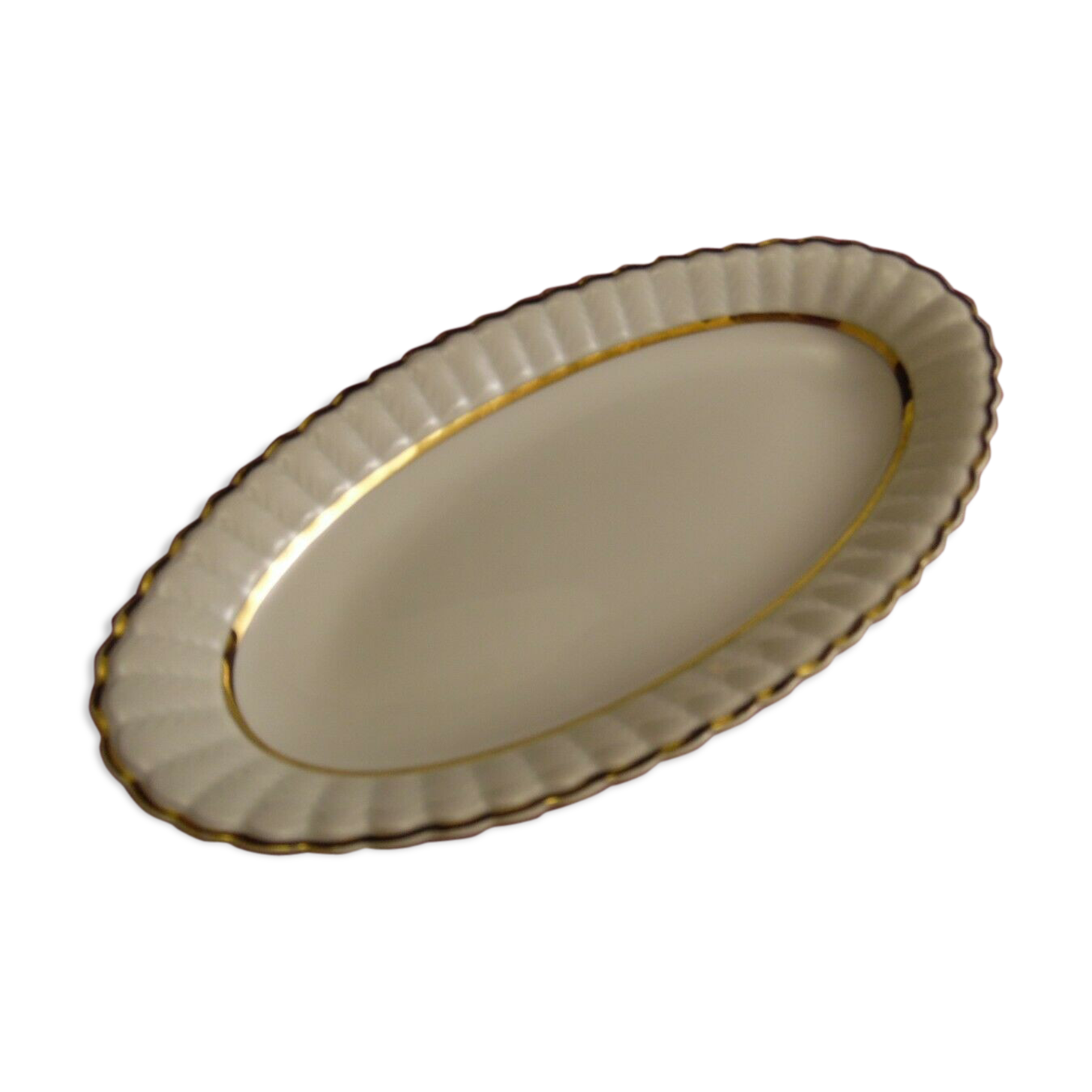 Bernardaud Limoges porcelain ravier white and gold model