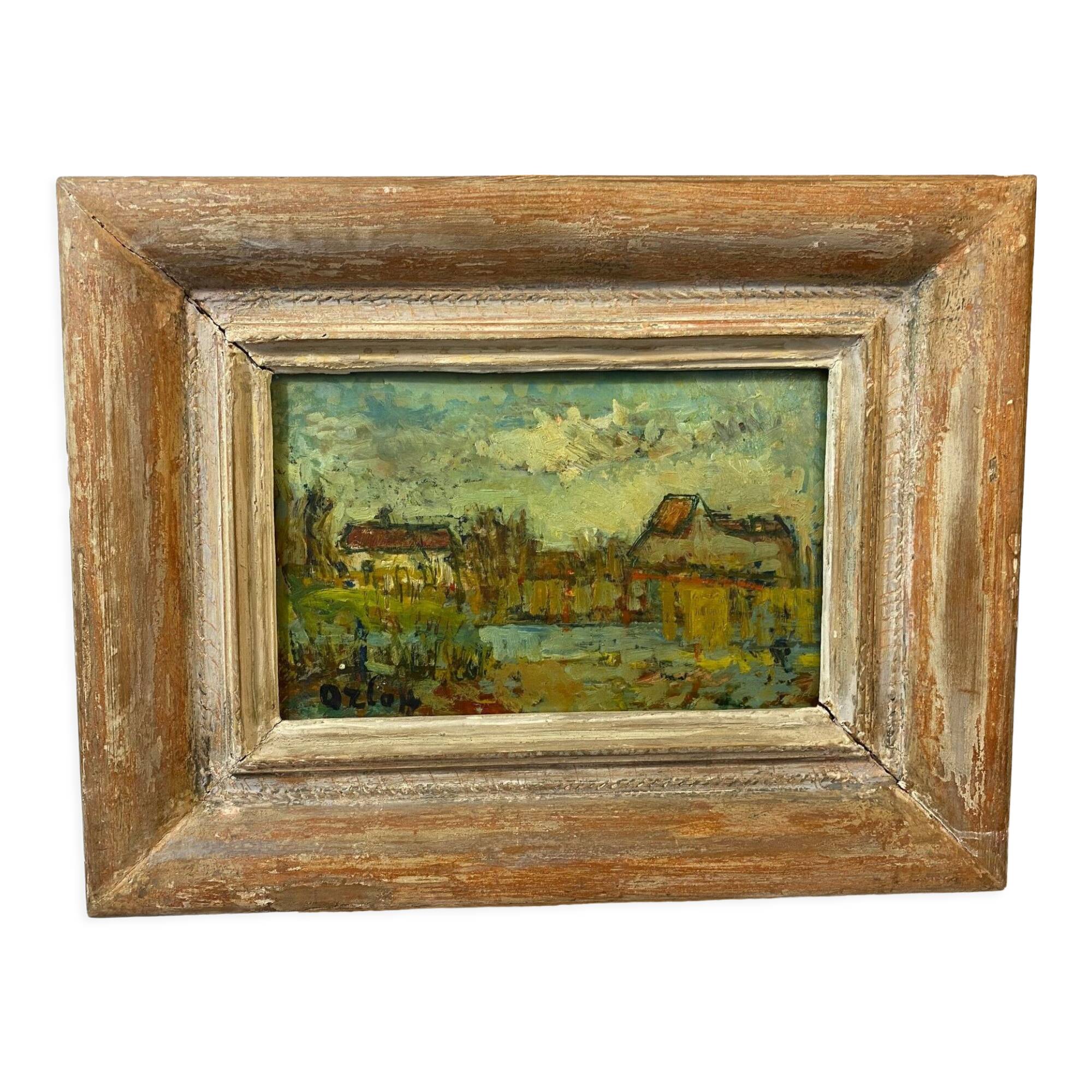 Village by the sea. Oil on panel Alexander Orloff