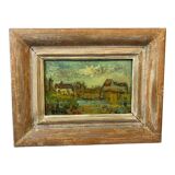 Village by the sea. Oil on panel Alexander Orloff