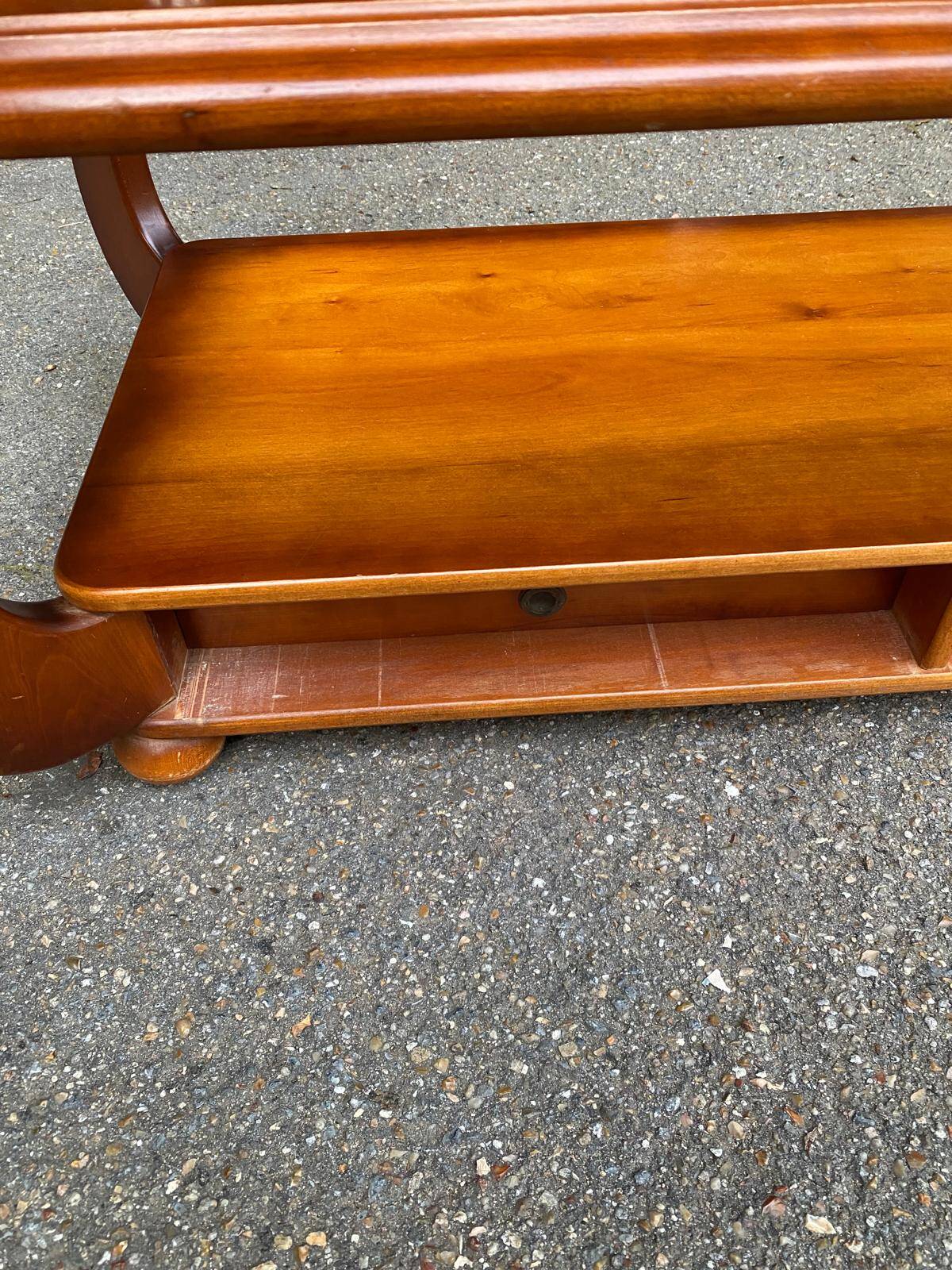 Louis XIV coffee table in solid wood and glass with 2 drawers
