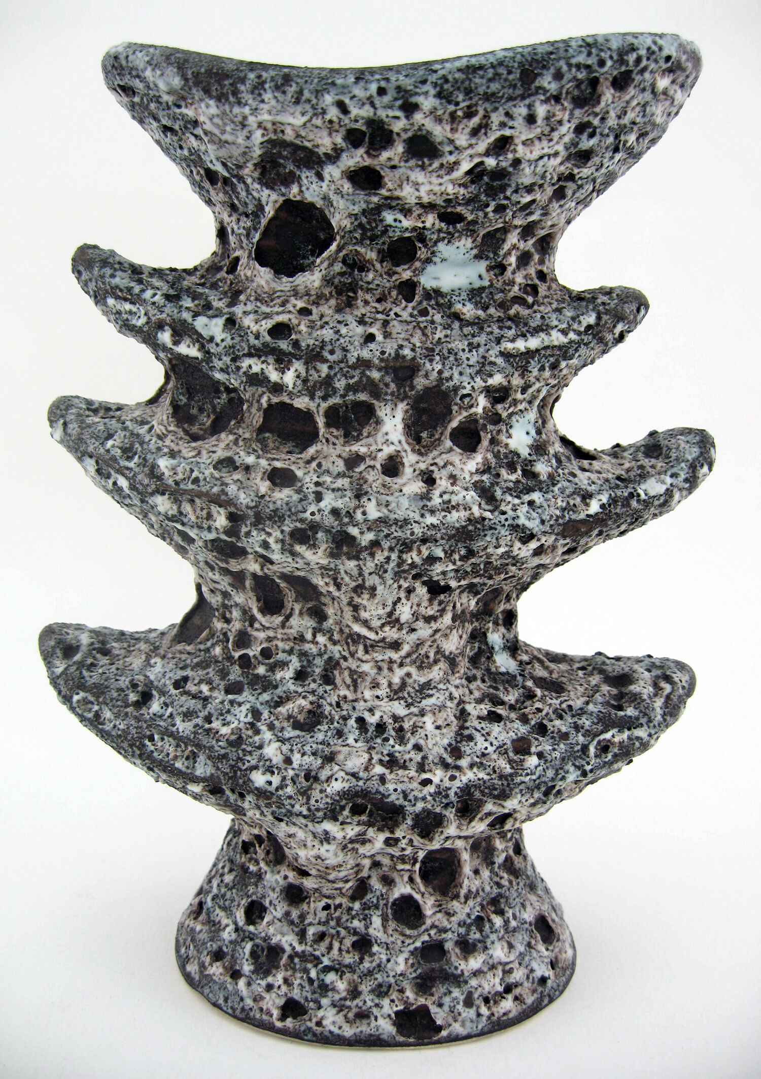 Ceramic pagoda vase - Fat Lava glaze - Vallauris France - vintage 60s