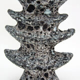 Ceramic pagoda vase - Fat Lava glaze - Vallauris France - vintage 60s