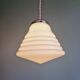 Art Deco conical pendant light in white opaline, 1920s-30s