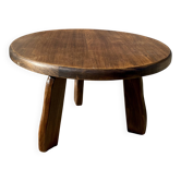 Table basse ronde tripode brutaliste, 1950