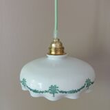 White opaline handkerchief pendant or portable lamp, vintage 1920